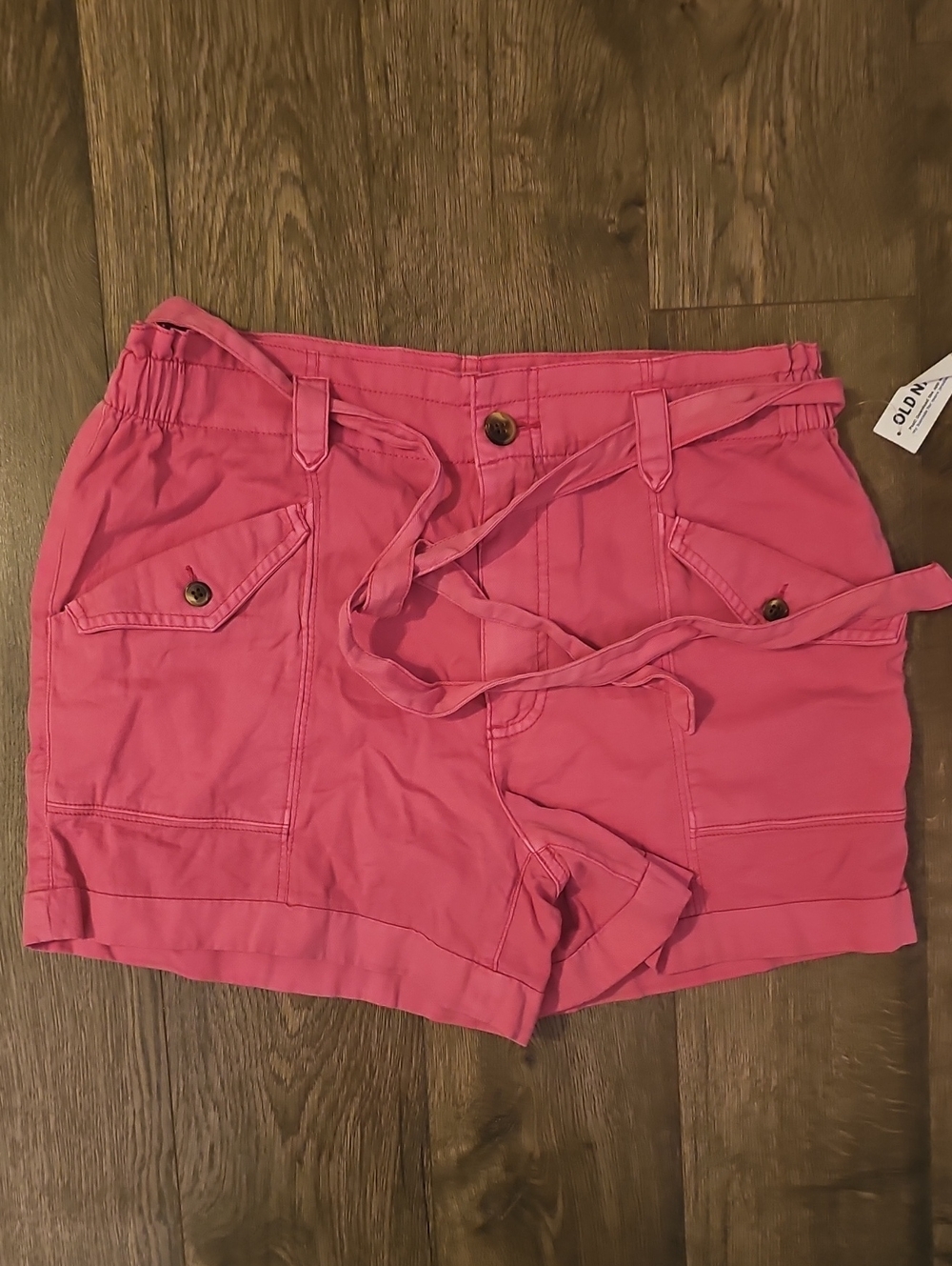 NWT Old Navy Shorts Pink Cargo Tie-Waist Pockets Medium